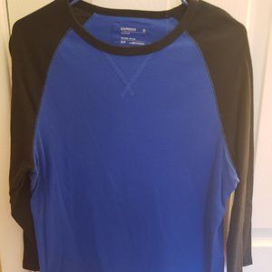 Men's Express SM 3/4 Blue/Black Tee Ex Cond $7.00